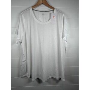 ZELOS Womens Plus Size 4X White Crew Neck Short Sleeve T Shirt Top New With Tags